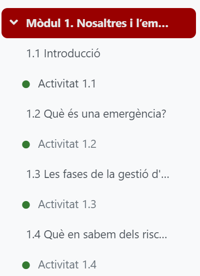 Es mostra el contingut del bloc lateral esquerre. 